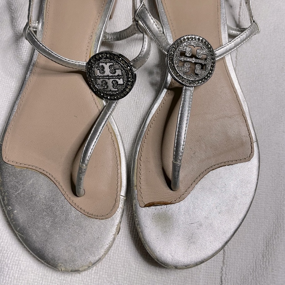 Tory Burch Silver Sandals- Size 6